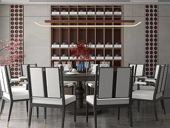 New Chinese Restaurant Dining Table Chair 3d model