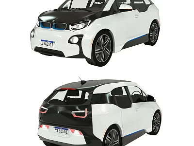 BMW White And Black Electric Car With Blue Accents Exterior Design 3d model