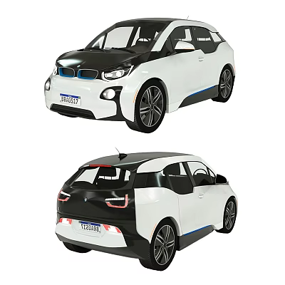 BMW White And Black Electric Car With Blue Accents Exterior Design 3d model