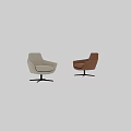 Modern Light Gray Fabric and Brown Leather Leisure Chairs with Swivel Base Design