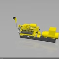 Yellow Industrial Mechanical Equipment Featuring Engine Block Pipes And Stable Mounting Base 3d model