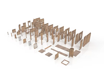 Wooden Furniture Components Including Frames Panels And Unassembled Parts 3d model