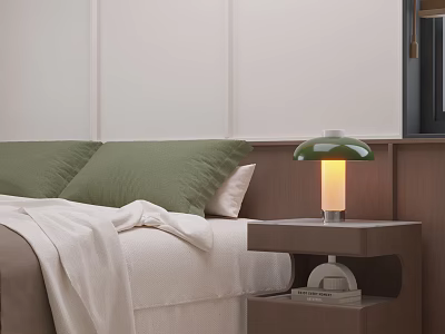 Elegant Minimalist Brown Wooden Nightstand With Two Tier Storage Space For Cozy Modern Bedroom Interior 3d model