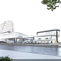 Modern Industrial Park With Multi Story Glass Facade Buildings And Green Road Surroundings