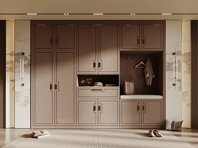 Chinese-style Entrance Shoe Cabinet 3d model