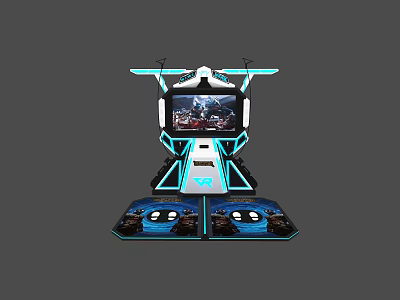 Advanced Gaming Station With Large Screen Game Display And Blue Lighting Controls 3d model
