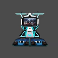 Advanced Gaming Station With Large Screen Game Display And Blue Lighting Controls 3d model