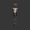 Brown Futuristic Speeder Motorcycle With Long Front Forks Ridden by White Armored Figure