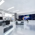 Modern Monitoring Room With High Tech Workstations And Screens