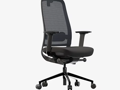 Ergonomic Black Mesh Office Chair With Adjustable Armrests And Swivel Wheels 3d model