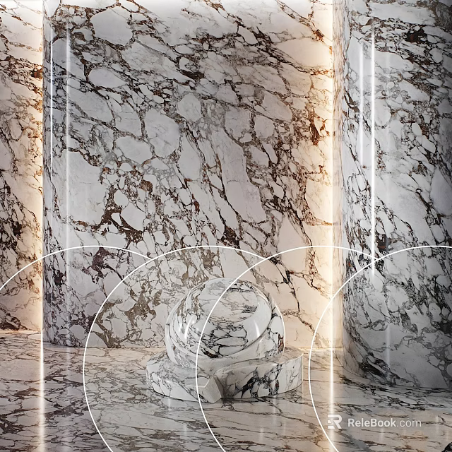 Decorative Marble Components With Intricate Texture And Illuminated Geometric Sphere Design 3d model