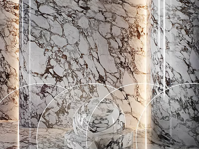 Decorative Marble Components With Intricate Texture And Illuminated Geometric Sphere Design 3d model