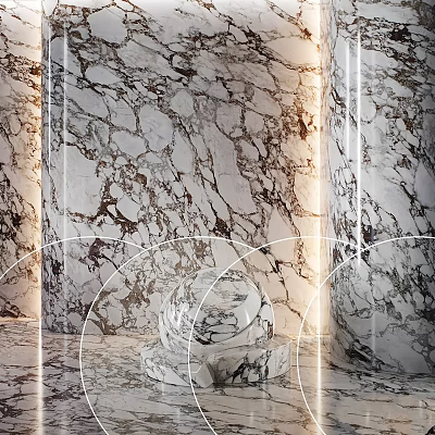 Decorative Marble Components With Intricate Texture And Illuminated Geometric Sphere Design 3d model