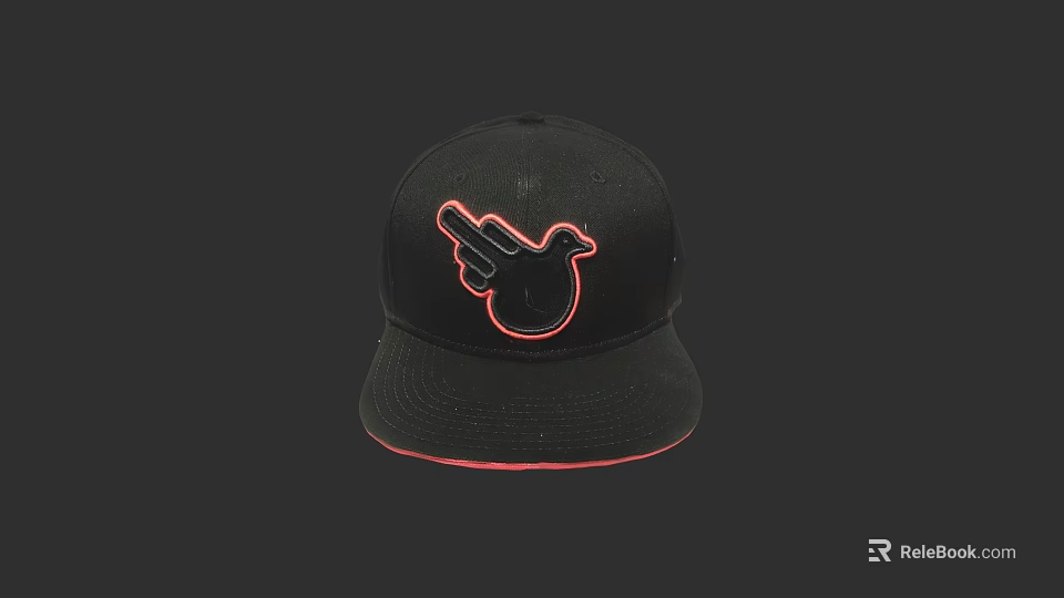 Black Baseball Cap With Pink Logo And Hand Gesture Design And Pink Trim 3d model 