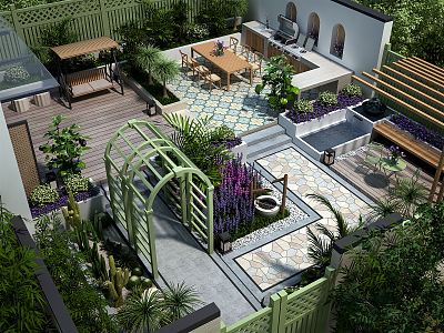 Modern Garden Courtyard 3d model