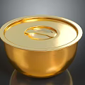Commercial Golden Metal Bowl With Lid Handle And Smooth Surface Design For Business