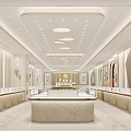 Elegant Jewelry Store Interior With Glass Display Cases And Marble Counters