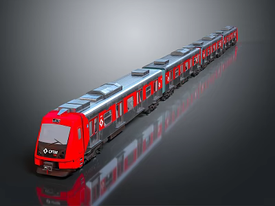 Modern Red CRRC Train with Streamlined Design Multiple Carriages and Reflective Surface 3d model