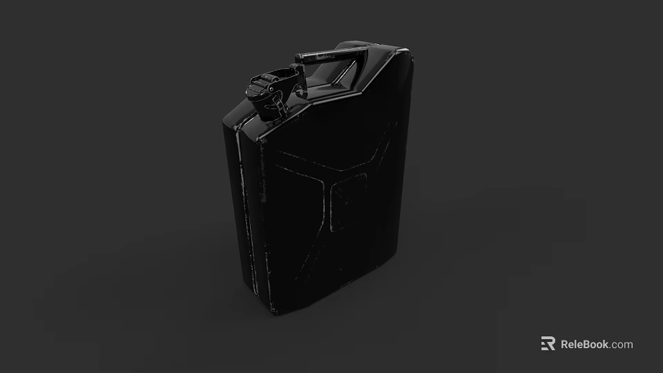 Black Metal Jerry Can With Handle And Smooth Surface Design 3d model 