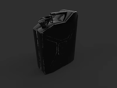 Black Metal Jerry Can With Handle And Smooth Surface Design 3d model