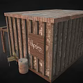 Rustic Traditional Hut With Cylindrical Walls Wooden Porch And Clay Pots