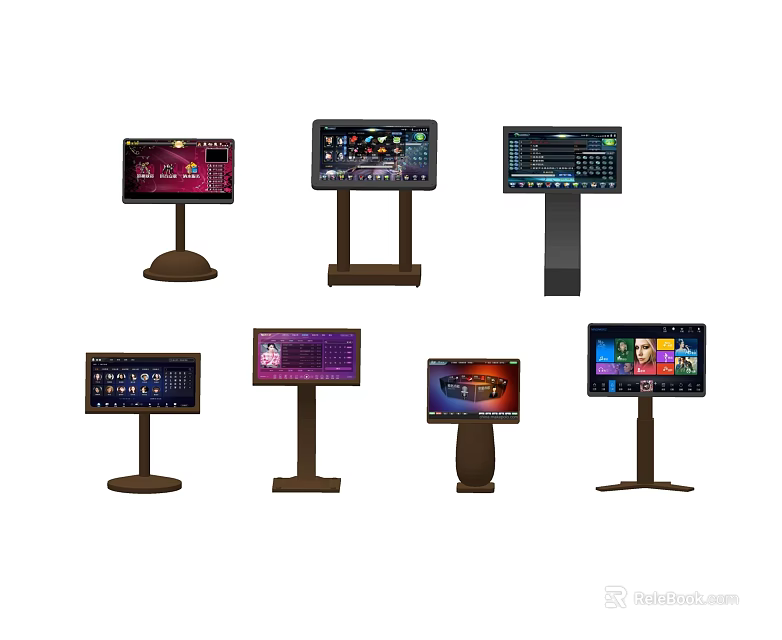 Commercial Equipment Interactive Digital Signage With Multiple Screens And Various Stands 3d model 