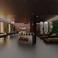 Luxury Spa Lounge Interior With Comfortable Loungers Greenery Wall And Warm Lighting Decorative Art