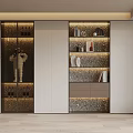 Modern Home Bookshelf Design With Glass Doors Layered Shelves And Living Room Storage