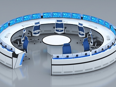 Modern monitoring room console 3d model