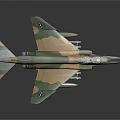 F 4 Fighter Jet Model With Camouflage Paint Missiles Under Wings On Black Background