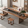 New Tea Table and Chair Combination Solid Wood Tea Table and Chair Tea Table Zen Tea Table Kung Fu Tea Table 3d model