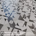 Modern Geometric Floor Tiles Design with Gray and Blue Triangular Patterns 3d model