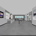 Modern Digital Store Interior With 5G Services Display Counters And Electronics Posters 3d model