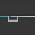 Turquoise Pixelated Sword 3D Model on White Stand with Reflective Surface