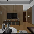 Modern Dining Living Room Design With Table Chairs Pendant Lights Sofa TV Wooden Floor