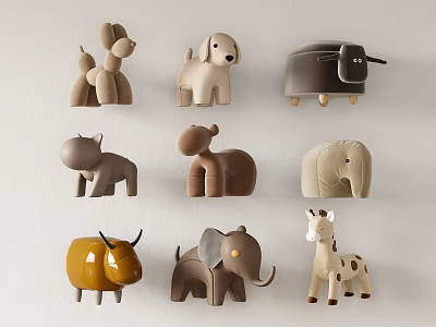 Children's Plush Toy Animal Stool Children's Stool Doll 3d model