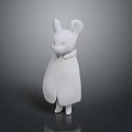White Rabbit Character 3D Model With Cloak Simple Design And Shiny Gray Surface 3d model