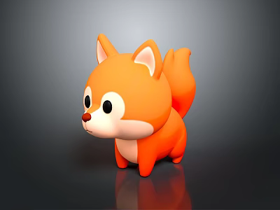 Cute Orange Cartoon Fox Character With Big Eyes And White Belly 3d model