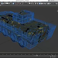 Camouflaged Military Tank With Metal Cage Armor Multi Wheel Design And Top Machine Gun