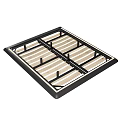 Sturdy Double Bed Frame With Wooden Slats And Black Metal Border For Bedroom Support