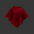 Red High Collar Cape With Three Button Accents Fashionable Outerwear