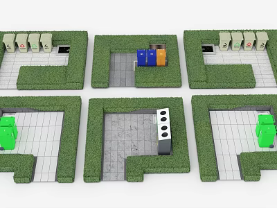 Modern garbage collection point trash can 3d model Modern garbage collection point trash can 3d model