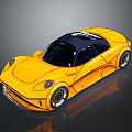 Modern Yellow Sports Car With Sleek Streamlined Body And Black Roof Design