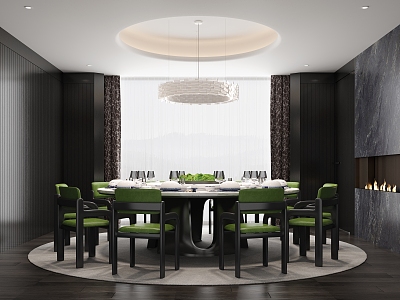 Restaurant Box Room Hotel Box Round Table Restaurant Round Table and Chair Combination Leather Single Chair 3d model