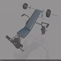 Adjustable Weight Bench With Barbell And Metal Frame For Home Workout 3d model