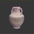 Hand Carved Ceramic Vase Sculpture With Two Handles And Cracked Surface