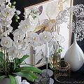 Elegant Decorative Ornament Set With White Orchids Butterfly Art Golden Accents And Inspire Framed Decor