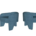 Stylish Modern Blue Accent Chair With Curved Arms Backrest And Geometric Legs