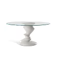 Modern Glass Top Dining Table With White Decorative Pedestal Base 3d model