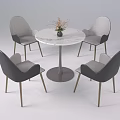Modern Round Marble Top Meeting Table And Gray Black Chairs With Gold Metal Legs